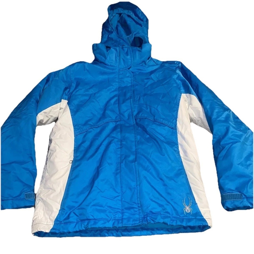 Spyder 2-piece Ski Coat And Zip In Fleece Jacket W Hood Blue Girls Sz 16 XL